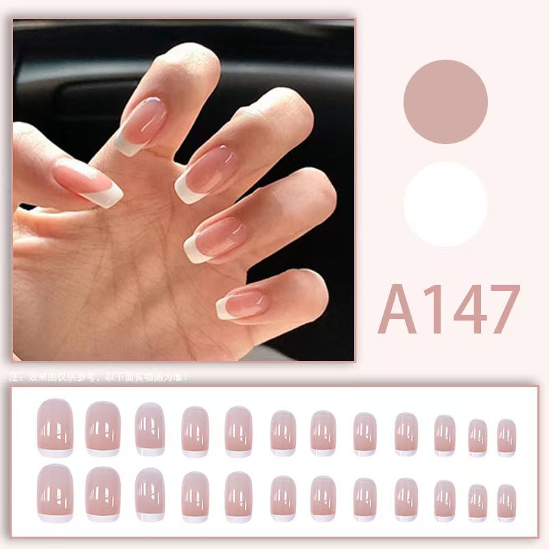 12 boxes / 288 pieces, white light luxury fashion French ins style flash sweet cool simple empress spicy girl new spring wear nail set โ image 5