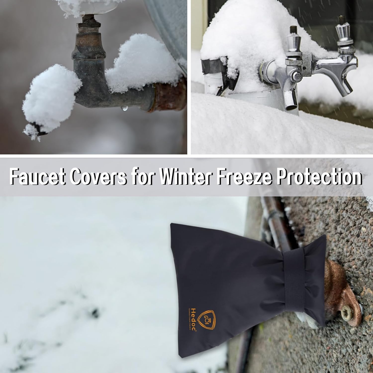 Pro Outdoor Faucet Covers for Winter Freeze Protection, 2 Pack 6'' W x 8.2'' H Winter Faucet Insulation Cover Socks, Hose Bib Covers for Winter (Faucet Cover 2 โ image 6