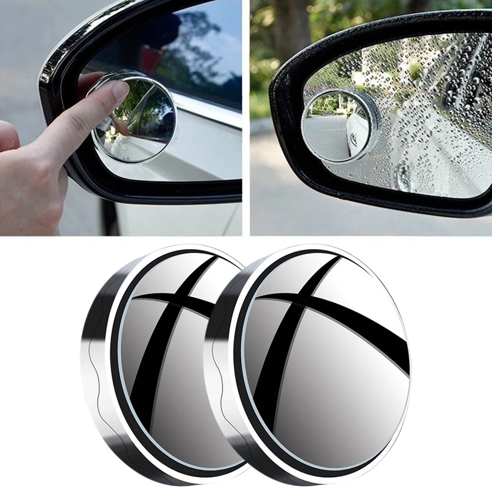 2 Pieces Suction Cup Car Convex Blind Spot Mirror,Blind Spot Mirror, 360° Wide Angle Side Rear View Mirror, Reversing, Silver