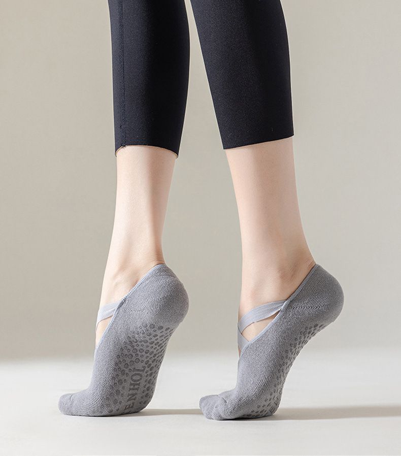 5-Pair Premium Non-Slip Yoga & Pilates Socks with Elastic Cross-Straps - Breathable Cotton Ballet-Style High Grip Socks (5-Colors) โ image 4