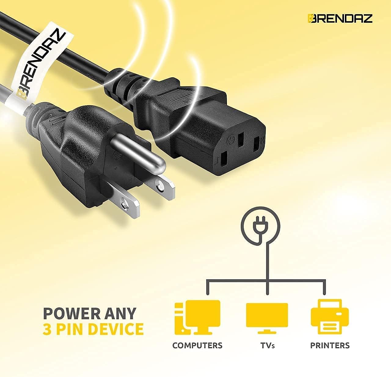 Universal PC Power Cord - 3 Prong AC Power Cable Replacement for Computer, Monitor, Scanner, Printer - IEC 320 C13 to NEMA 5-15P, 18awg, 125V 10 Amp (6-FEET) โ image 2