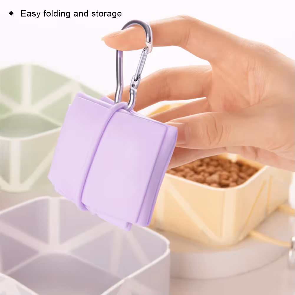 2-Pack Green Portable Silicone Pet Travel Bowl - Foldable Outdoor Water & Food Dish for Dogs & Cats - Eco-Friendly, Lightweight & Durable with Aluminum β image 3