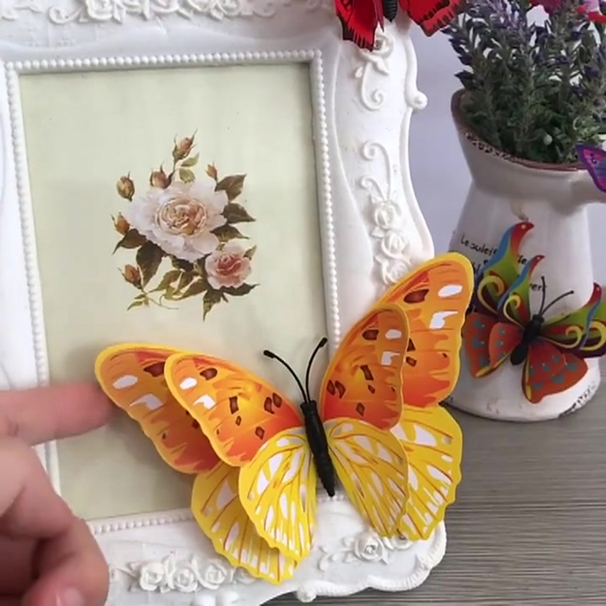 Set of 12 3D Butterfly Wall Decoration | Wall Butterflies | Nursery Decoration | Foldable Wall Stickers | Butterfly Wall Stickers | Black — image 2