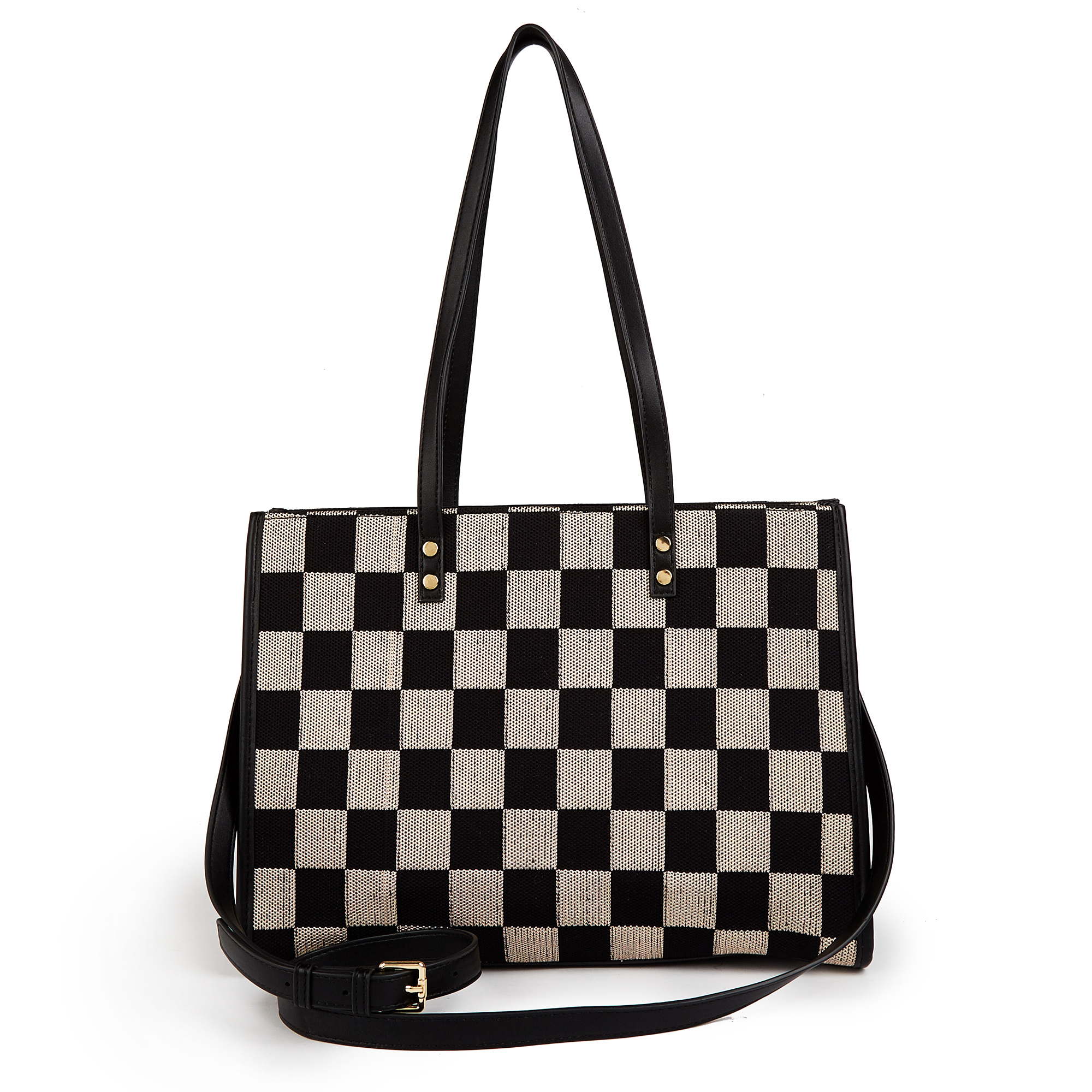 Black and gray color-matched tote bag | large capacity, can be carried by hand or cross-body, suitable for street photography and commuting — image 4