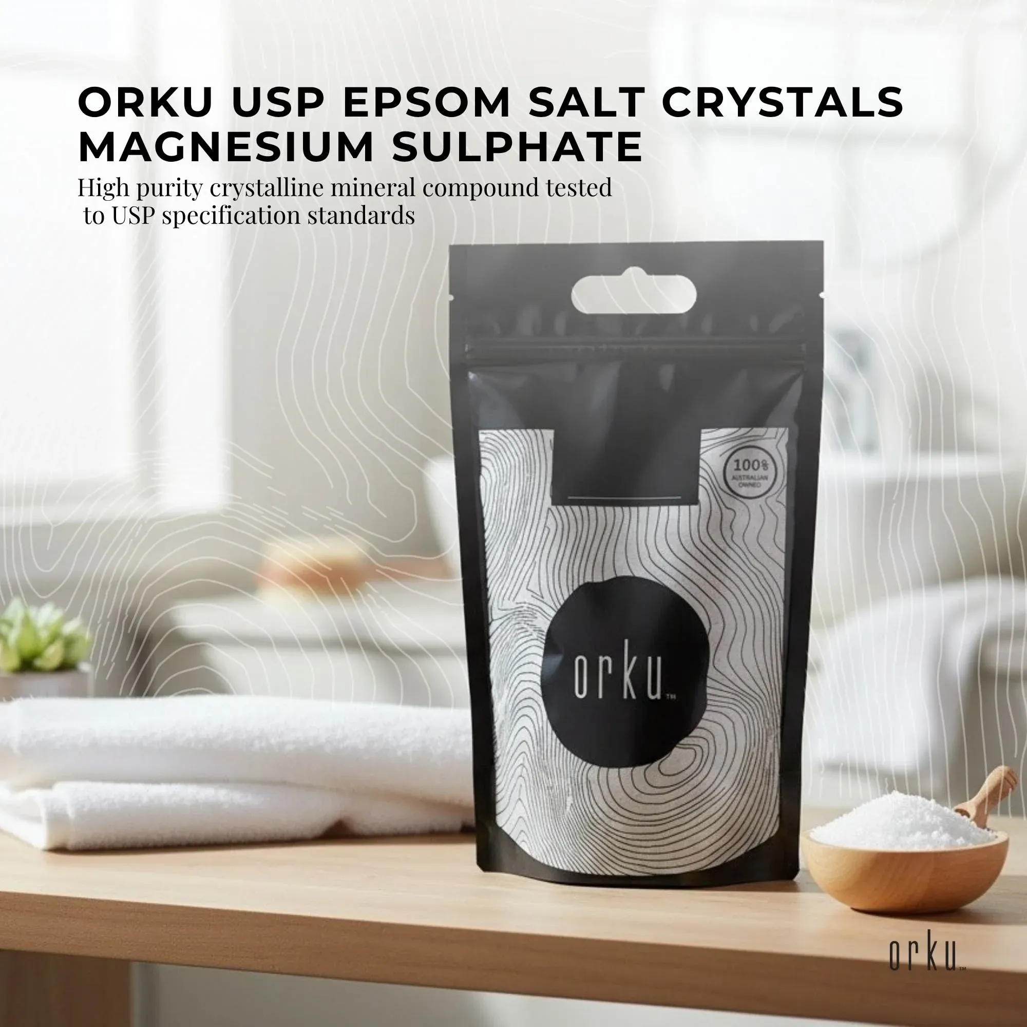 Orku 10Kg USP Epsom Salt Crystals Magnesium Sulphate - Bath Soak Salts — image 2