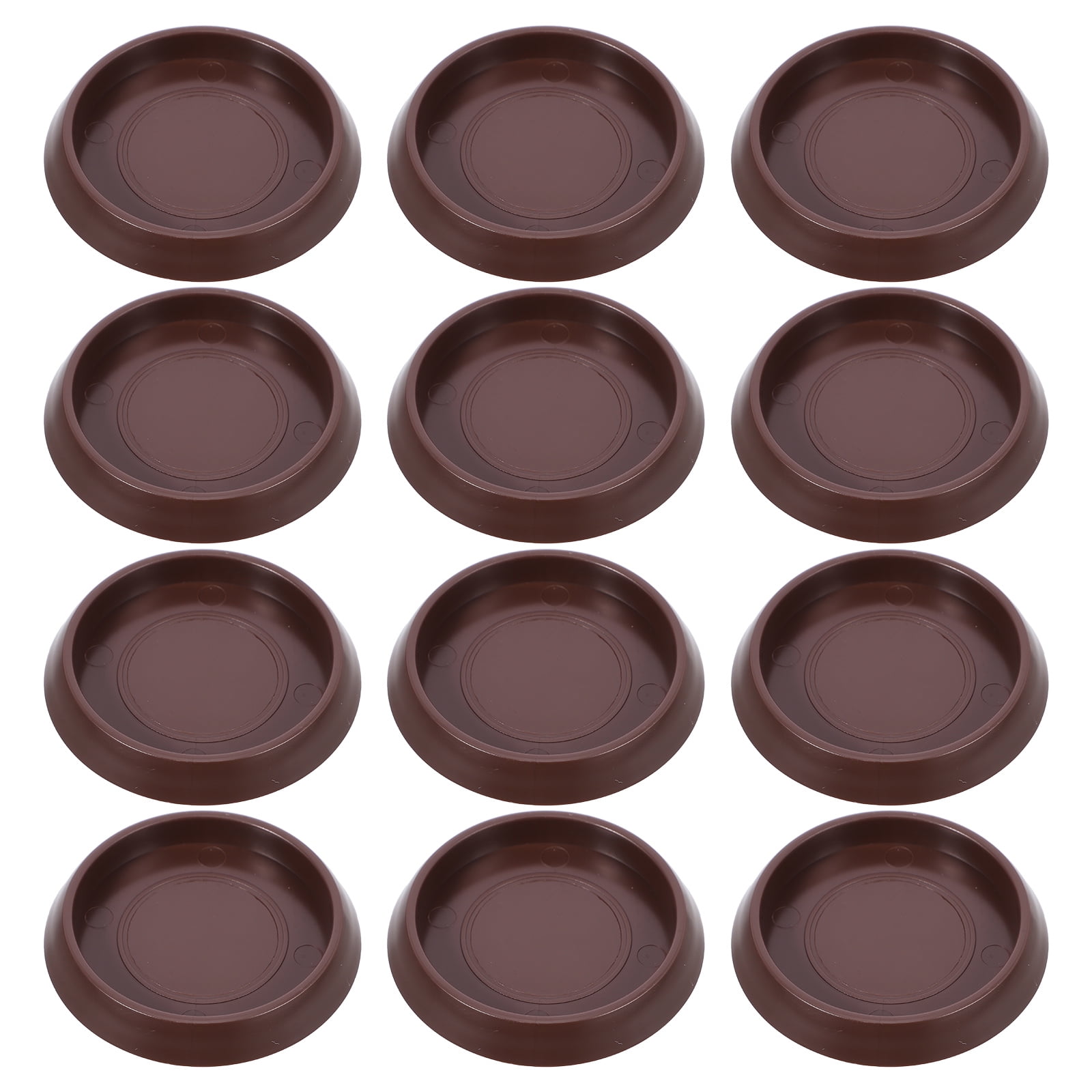 Round Furniture Castor Cup Set: 12pcs Non Skid Wheel Caster Cups Furniture Pad Floor Protectors Caster Cups 12.00X4.00X3.00CM Brown