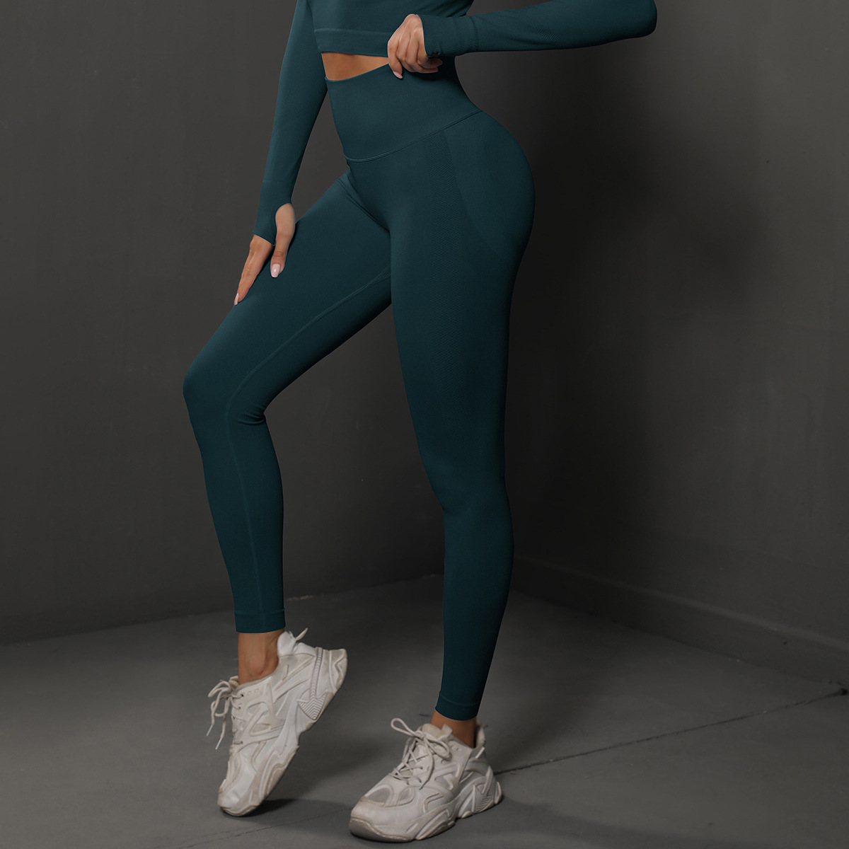 Size S Dark Green Seamless High-Waisted Yoga Pants for Women - Lift Workout Leggings for Running, Gym, and Fitness โ image 3