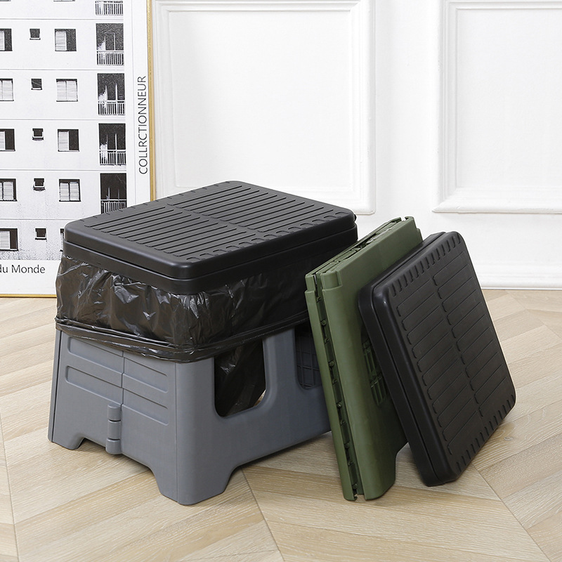 Grey Portable Folding Outdoor Toilet with Lid - Heavy Duty 150kg Capacity โ image 3