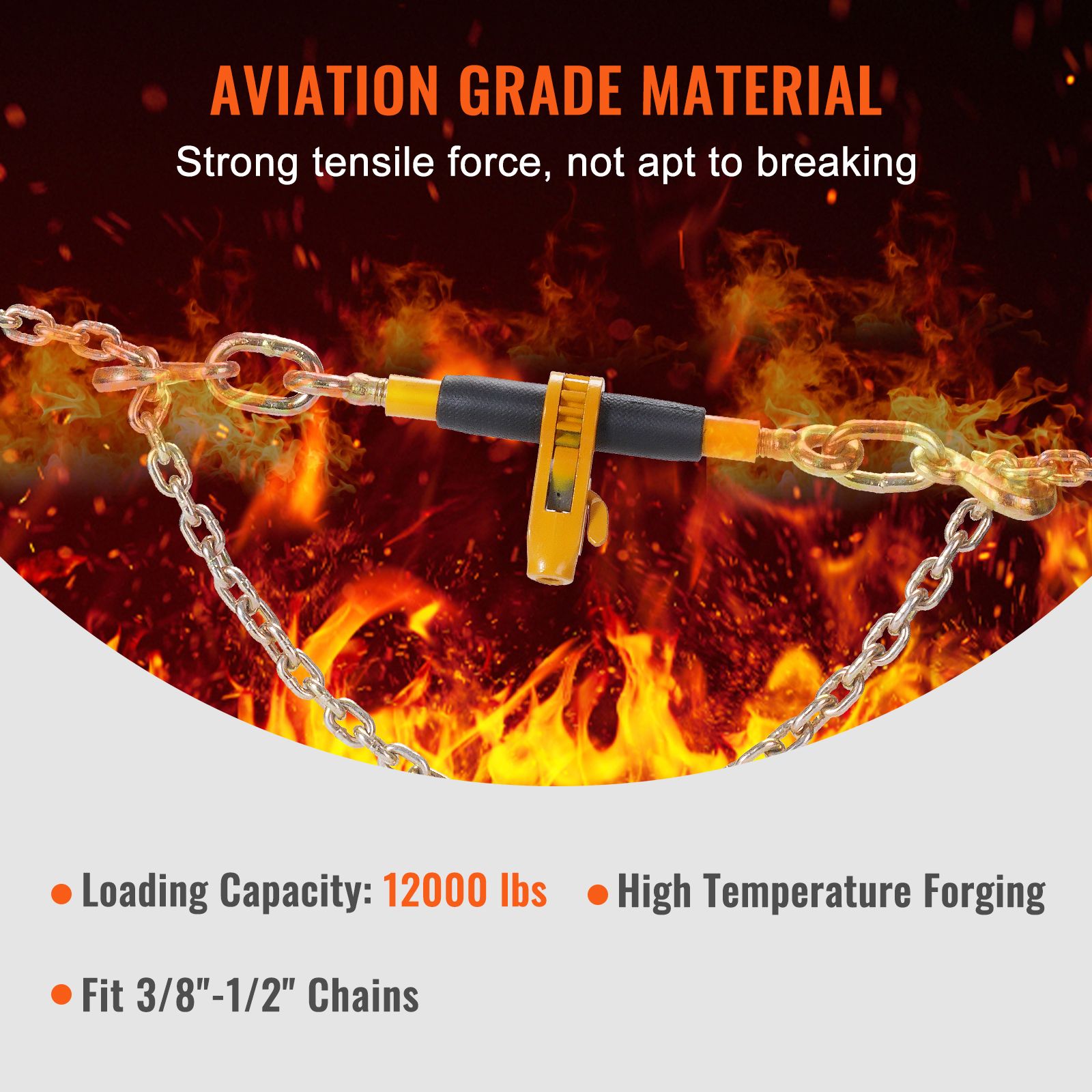 Ratchet Chain Binder, 0.9-1.27 cm Heavy Duty Load Binders, with G80 Hooks 5443 kg Secure Load Limit, Labor-saving Anti-skid Handle, Tie Down Hauling Chain — image 5