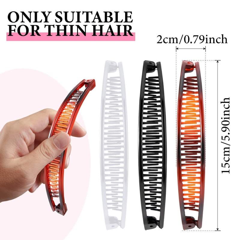 6 Pcs Banana Clip Hair Clincher Combs Classic Banana Hair Clip Fish Shape Ponytail Clips for Women Girls Thick Curly Thin Fine Hair(Brown, White, Black) โ image 2