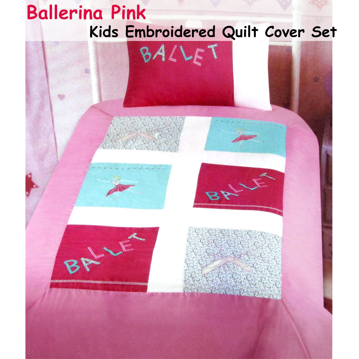 Ballerina Embroidered Quilt Cover Set Single โ image 2