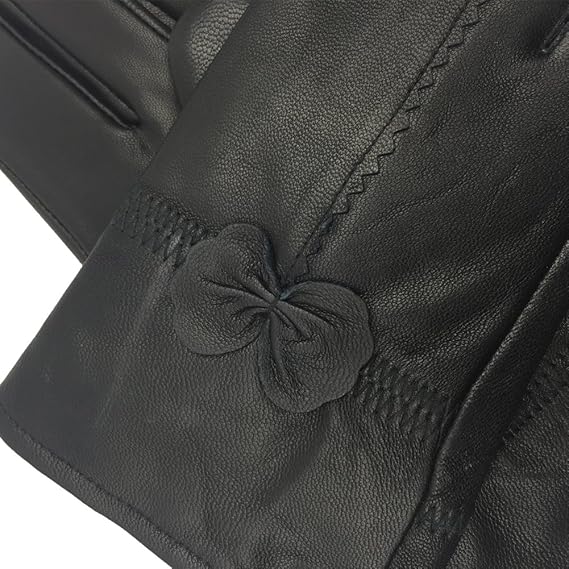 Winter Warm Fleece Lined Leather Gloves - Black - Size L - 1 Pair - Stylish Cold Weather Accessory — image 5