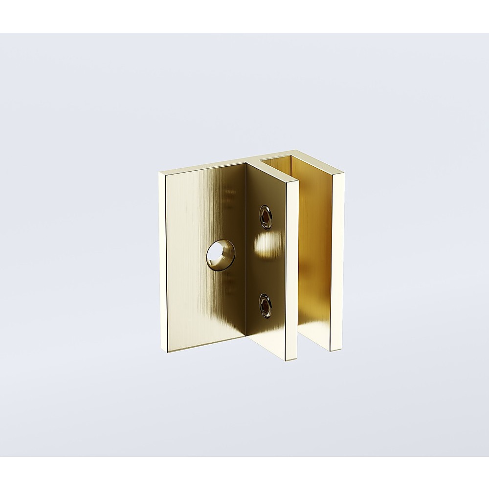 90cm Wall-to-Wall Frameless Shower Screen – Gold F-Brackets with SS Hinges & Square Knob Handle — image 4