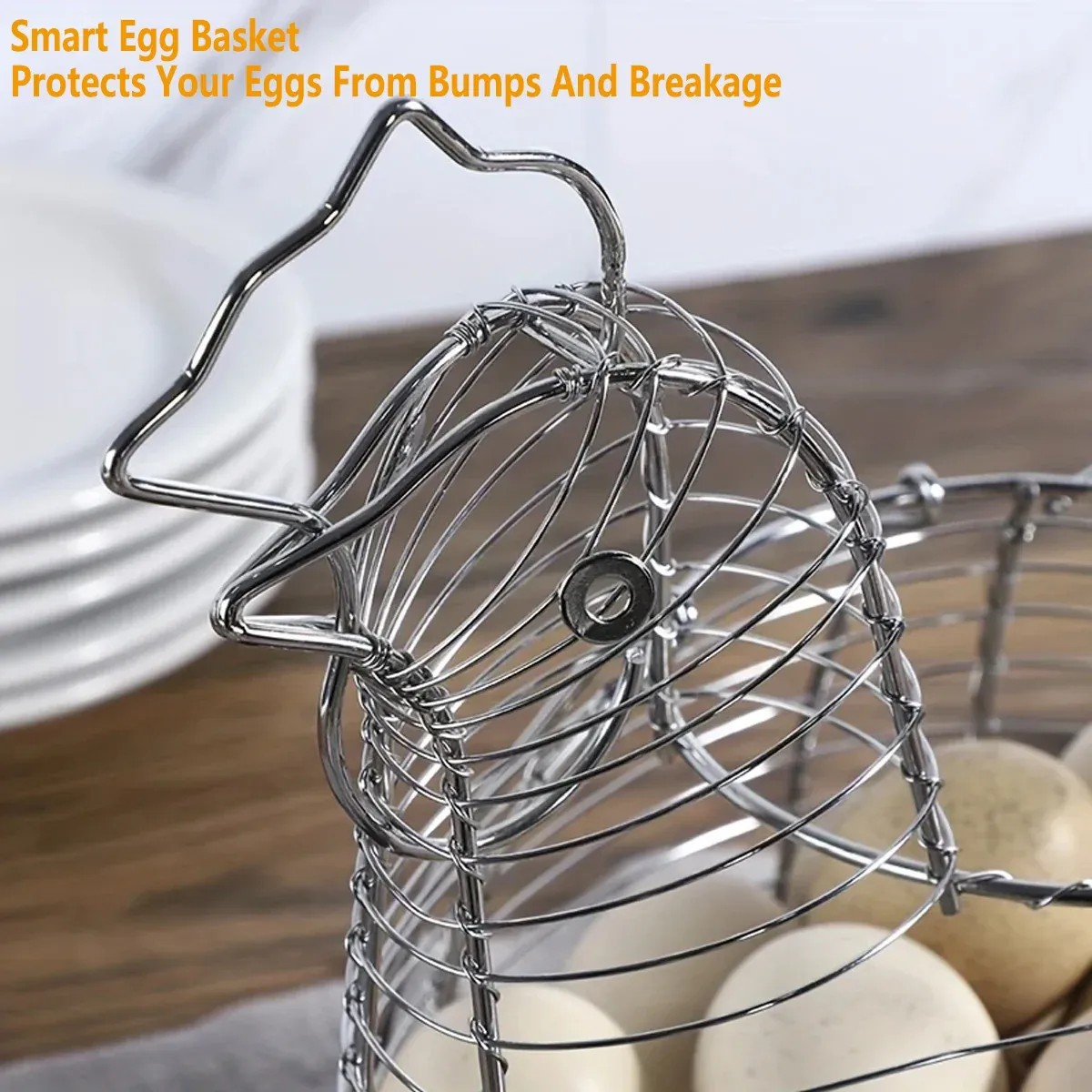 Egg Storage Basket Hollow Iron Wire Container Kitchen Holder Rack for Display — image 6