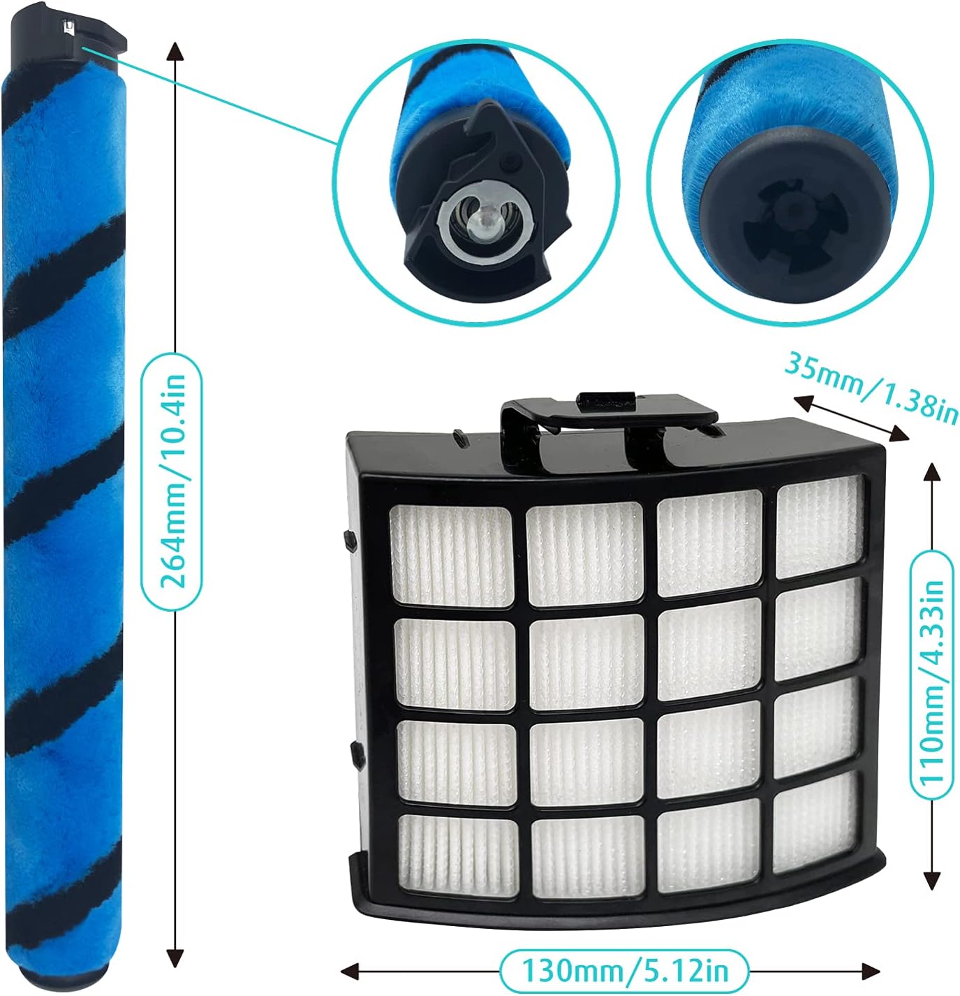 AZ2002 Filter Replacement Accessories for Shark AZ2002 AZ2000 AZ2000W Vertex DuoClean PowerFin Upright Vacuum, 2 Post-Motor Filters, 4 Foam & Felt Filters, 1 — image 4