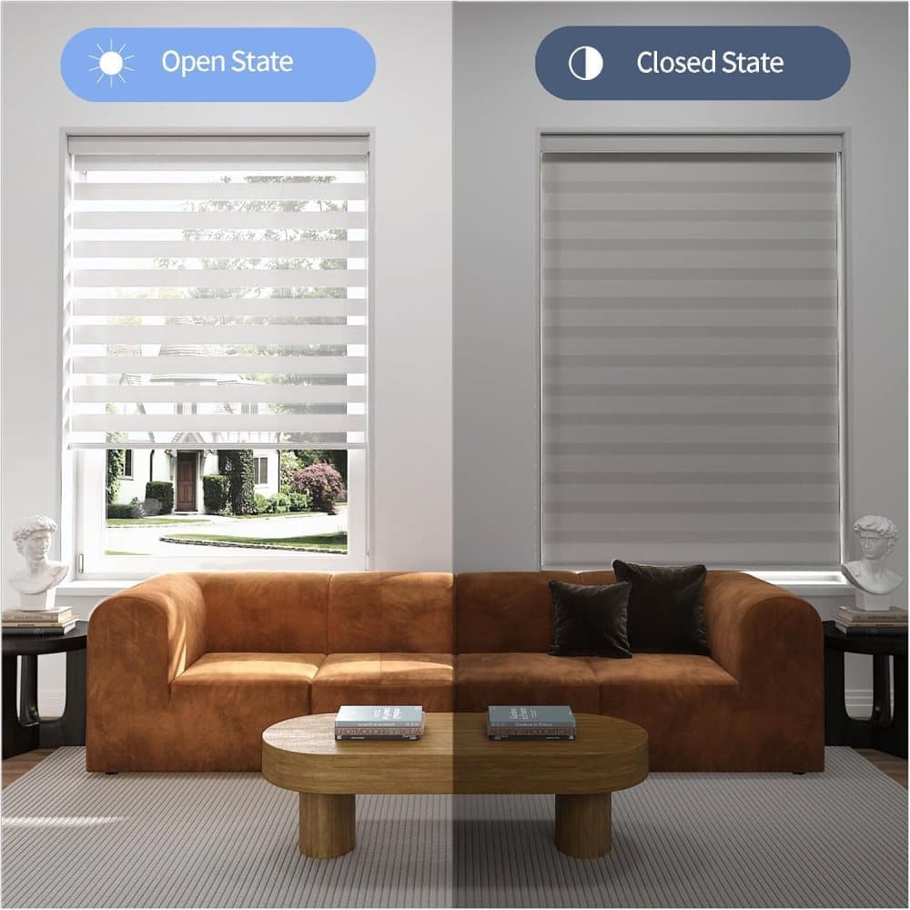 1 PC Zebra Blackout Roller Blind Sun Protection No Drill, 50 × 150CM, White — image 2