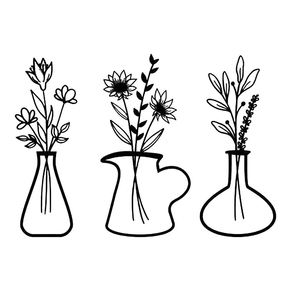 Metal Iron Flower Vase Wall Art Decoration — image 2