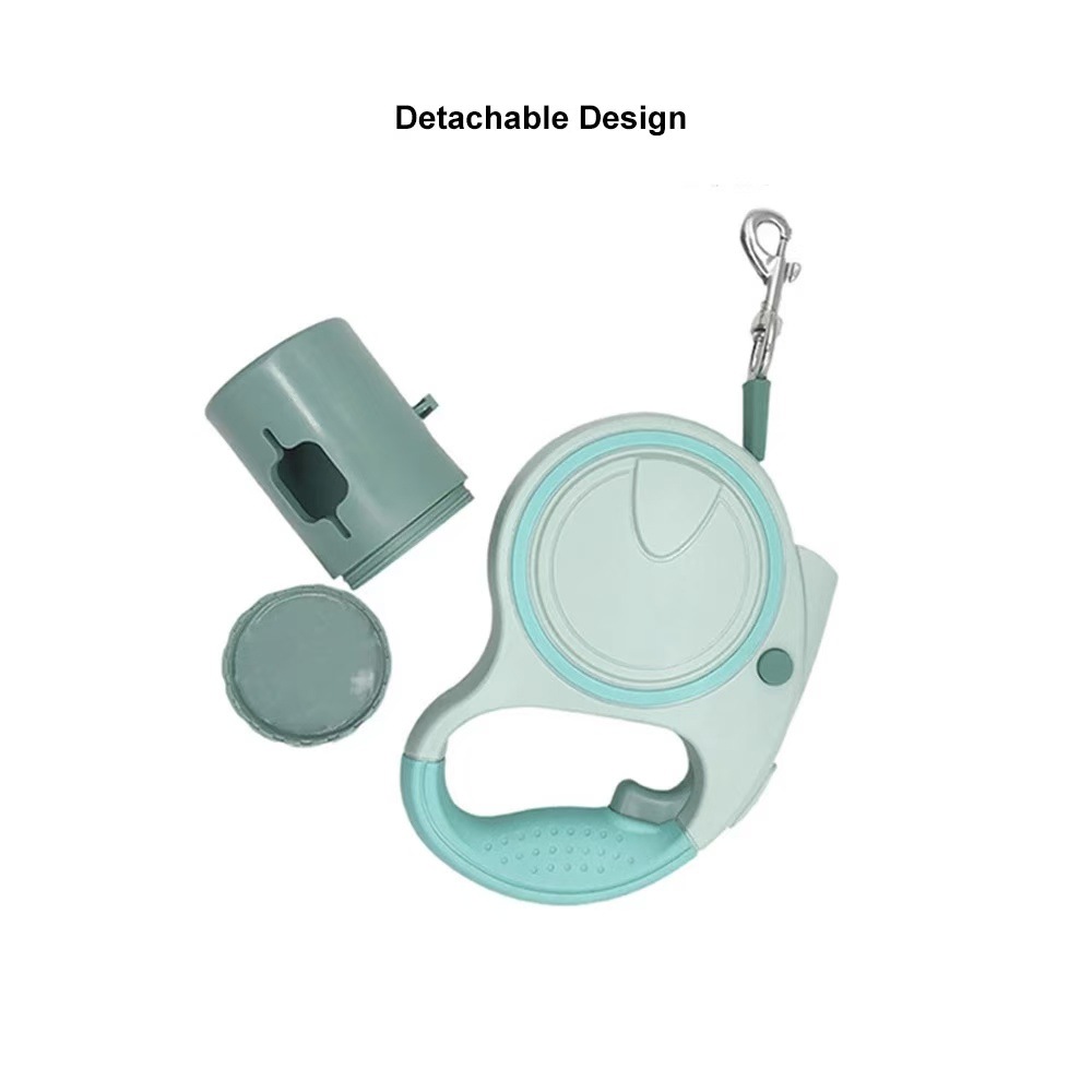 Green 3M Retractable Dog Leash - Built-in LED Light (No Batteries) and Bag Holder — image 3