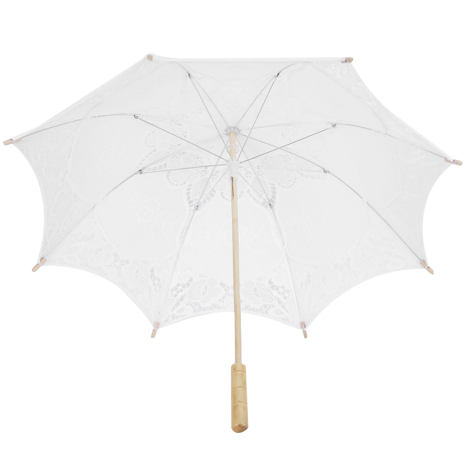 Lace Umbrella Wedding Bridal Parasol Umbrella for Photography Props Wedding SuppliesL White β image 2