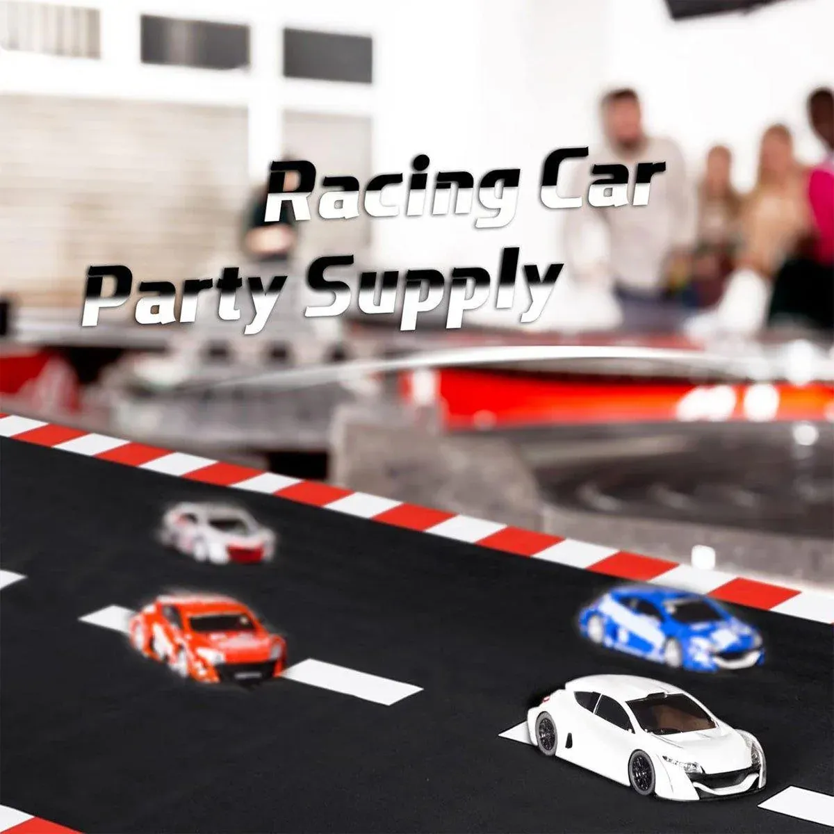 4pcs Black White Racing Runway Party Decor Fabric Race Track Background Material โ image 5