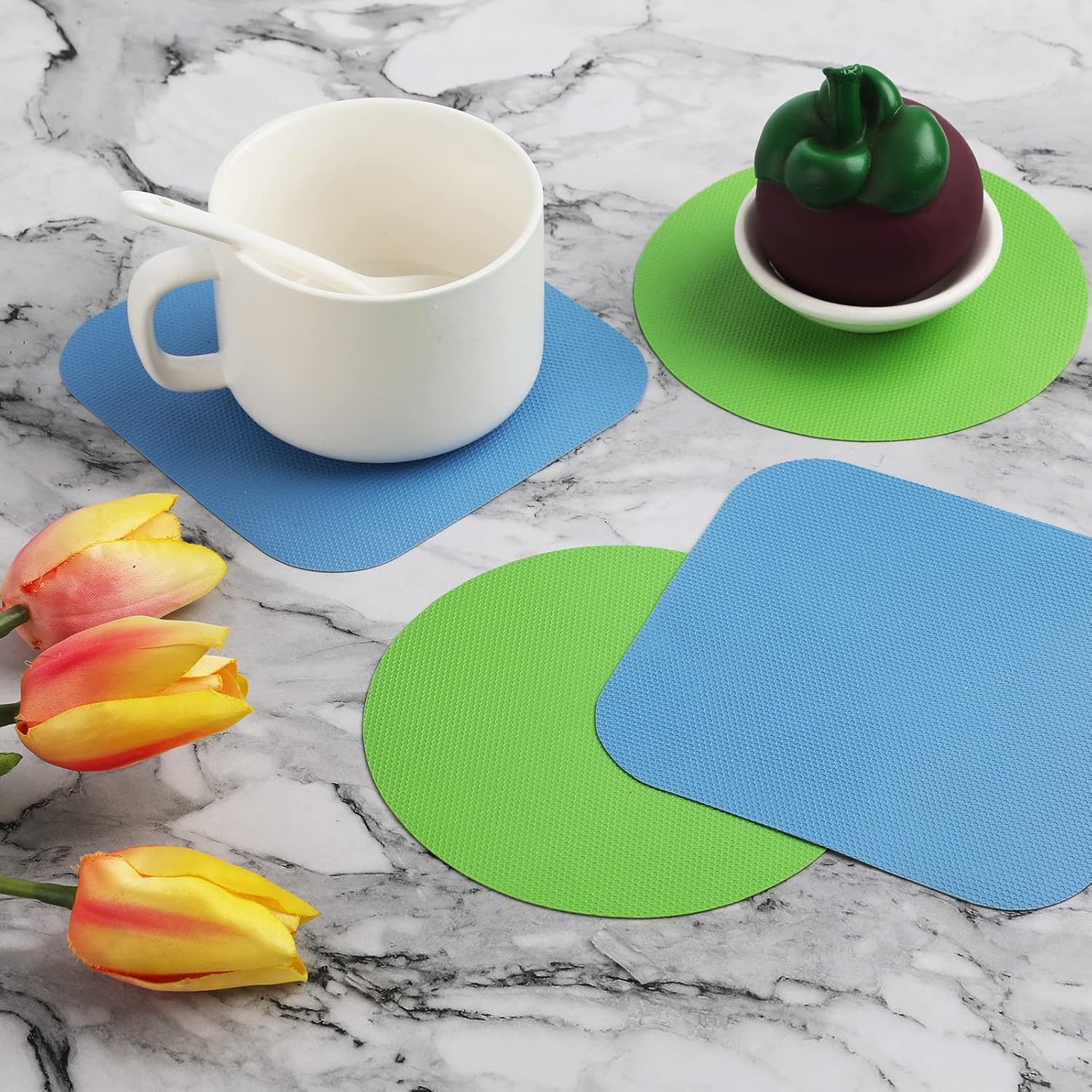 4pcs Jar Opener, Rubber, Multi-function Silicone Bottle Opener for Seniors with Arthritis Weak Hands Lid Cap Gripper Pads Kitchen Coasters Gadgets(Light Blue โ image 3