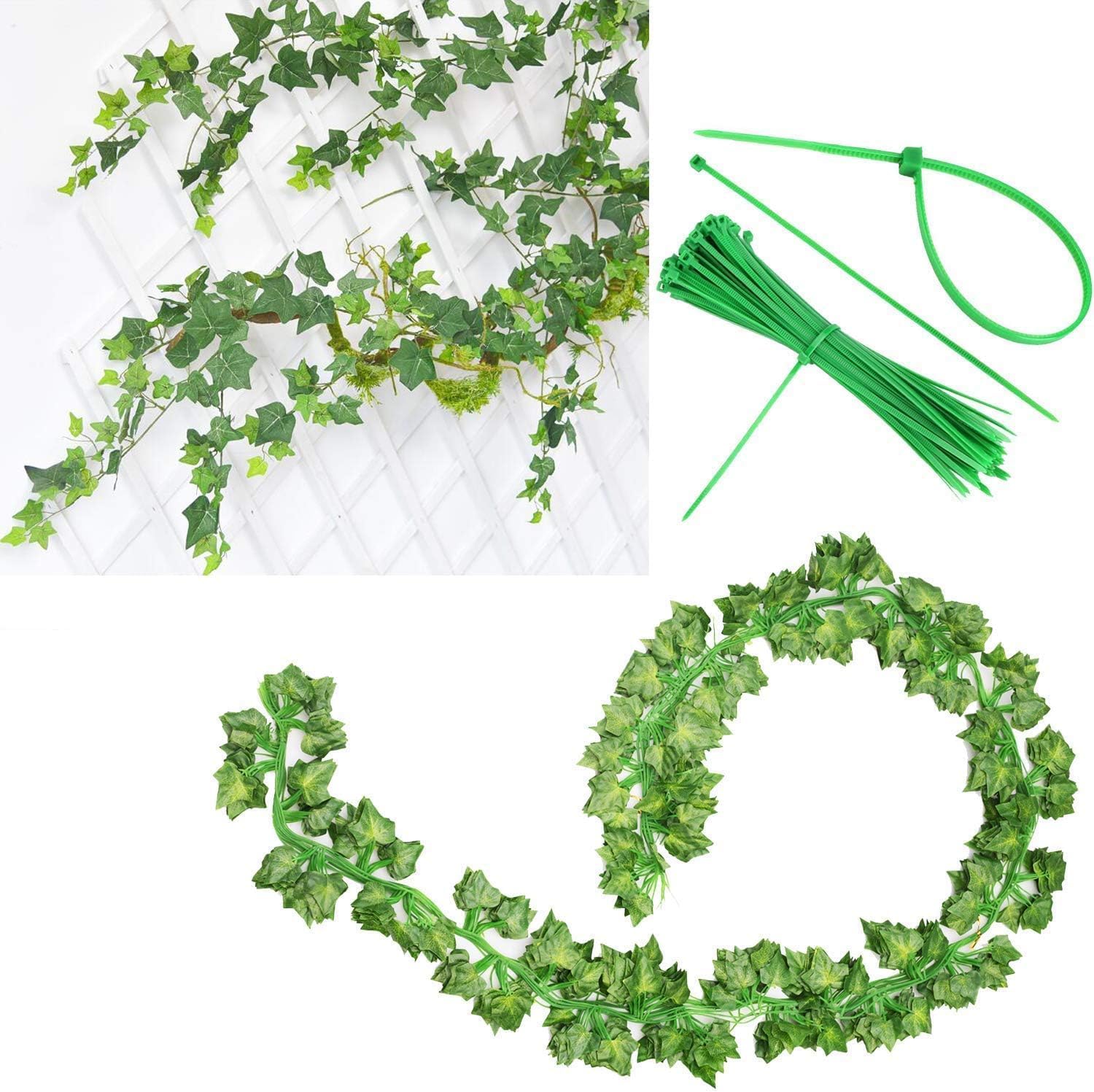 48 Pack Fake Vines for Room Decor Artificial Ivy Garland with Clip Green Flowers Hanging Plants Faux Greenery Leaves Bedroom Aesthetic Decor for Home Garden — image 3