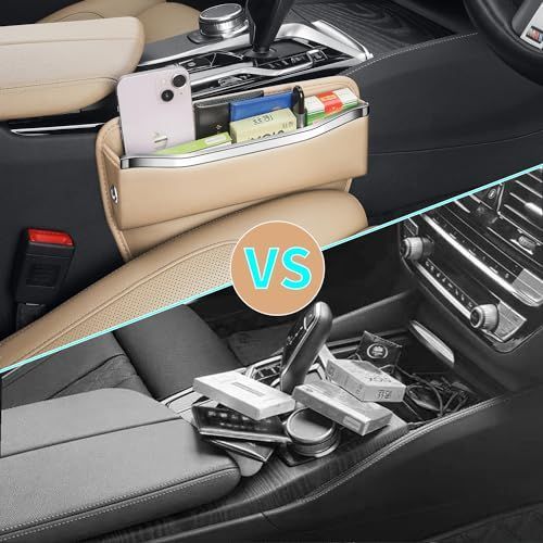 2Pack Car Seat Gap Filler Organizer - Leather Console Side Pocket Seat Storage - Stylish and Practical Car Accessories for Cars,SUV,Truck - Brown - Size 2 Pack — image 3