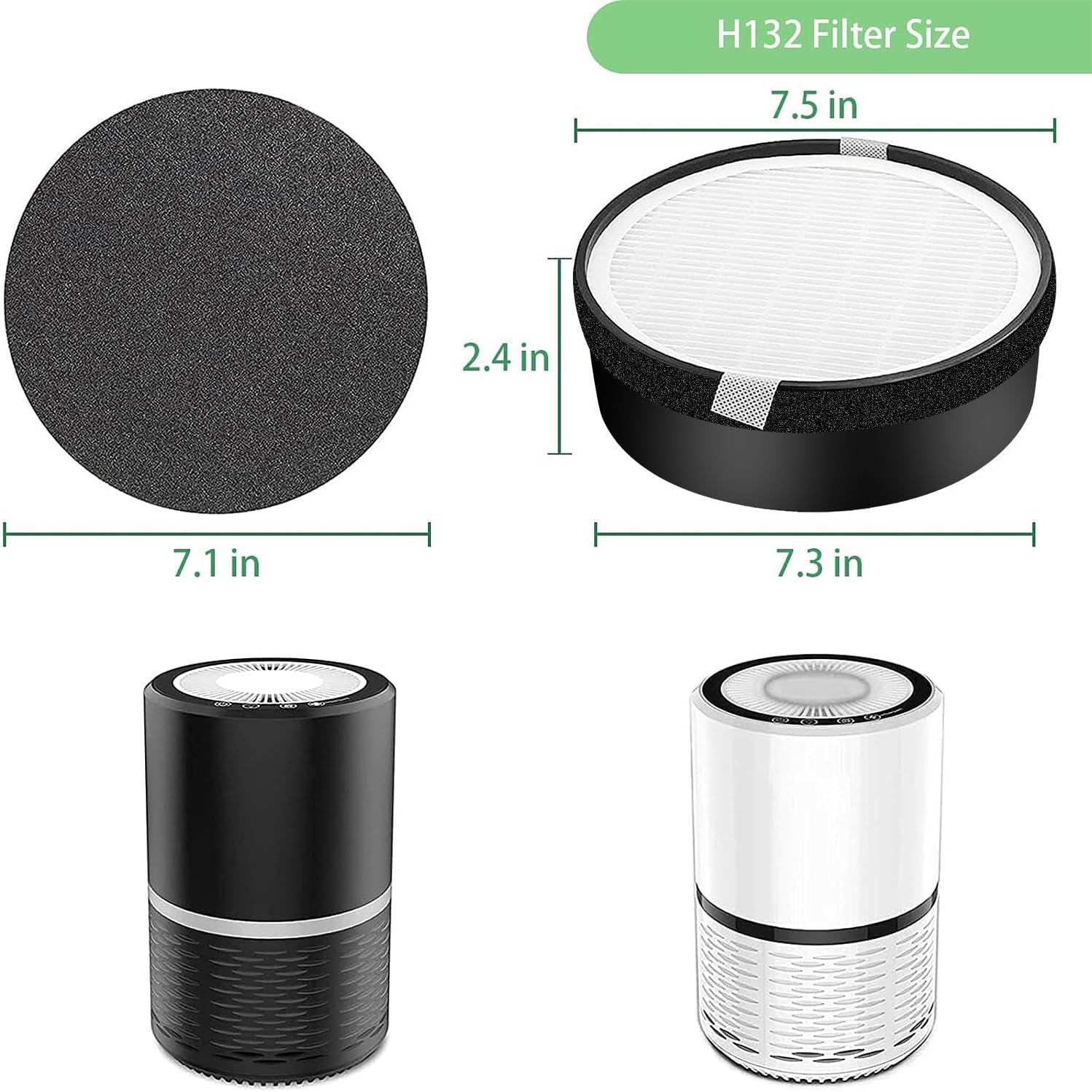 or LEVOIT LV-H132 Replacement ilters, Compatible with LV-H132 3-in-1 Nylon Pre-ilter, High-Eiciency Activated Carbon True ilters, Part LV-H132-R, 4 Pack — image 2