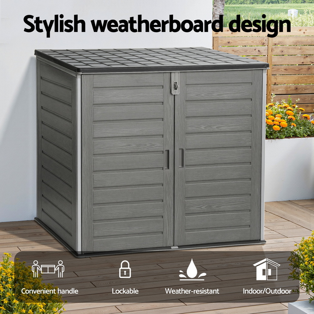 Gardeon Outdoor Storage Box 1170L Container Lockable Cabinet Tool Organizer Shed Grey — image 5