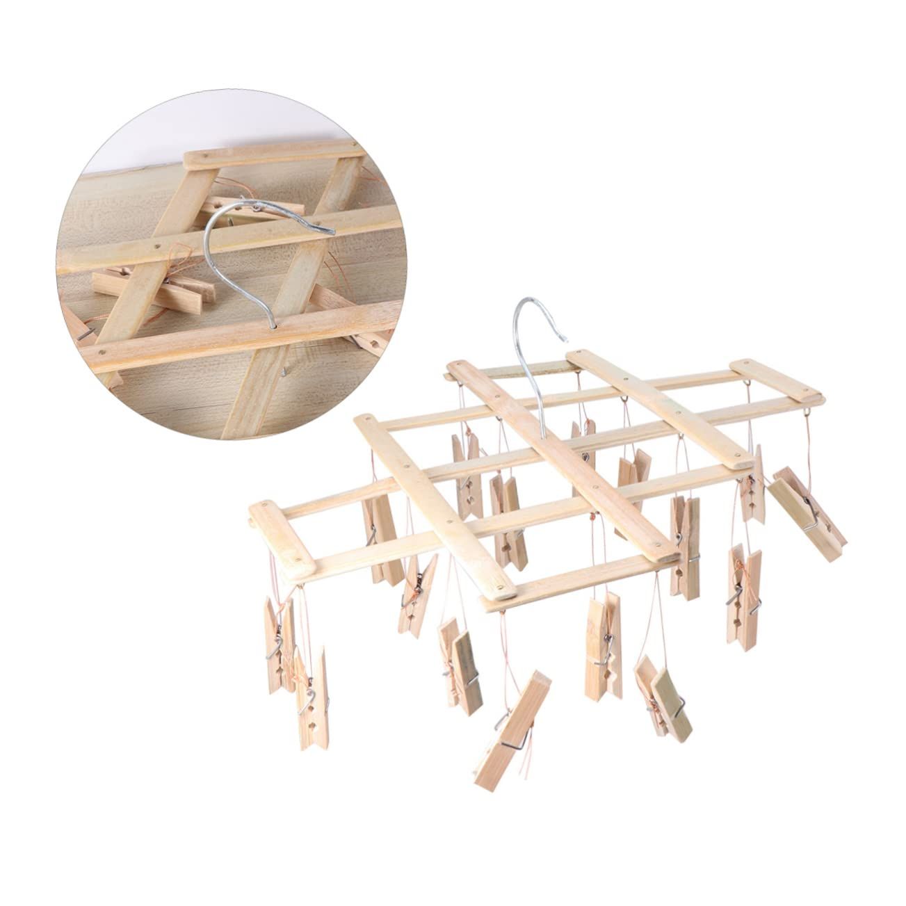 Multi Hanger Hangers for Clothes Bamboo Sock Drying Rack Space Saver Clothes Pegs Hook up Clothespin Coat Hanger Baby Hanging — image 2