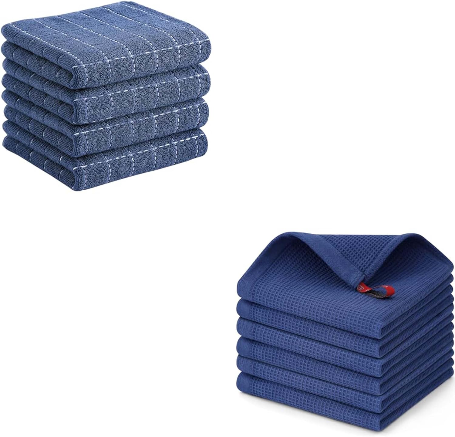 Homaxy Kitchen Towels Set, 13 × 28 inches and 12 × 12 Inches, Set of 10 Bulk Cotton Kitchen Towels Set, Ultra Soft Absorbent Dish Towels for Washing Dishes