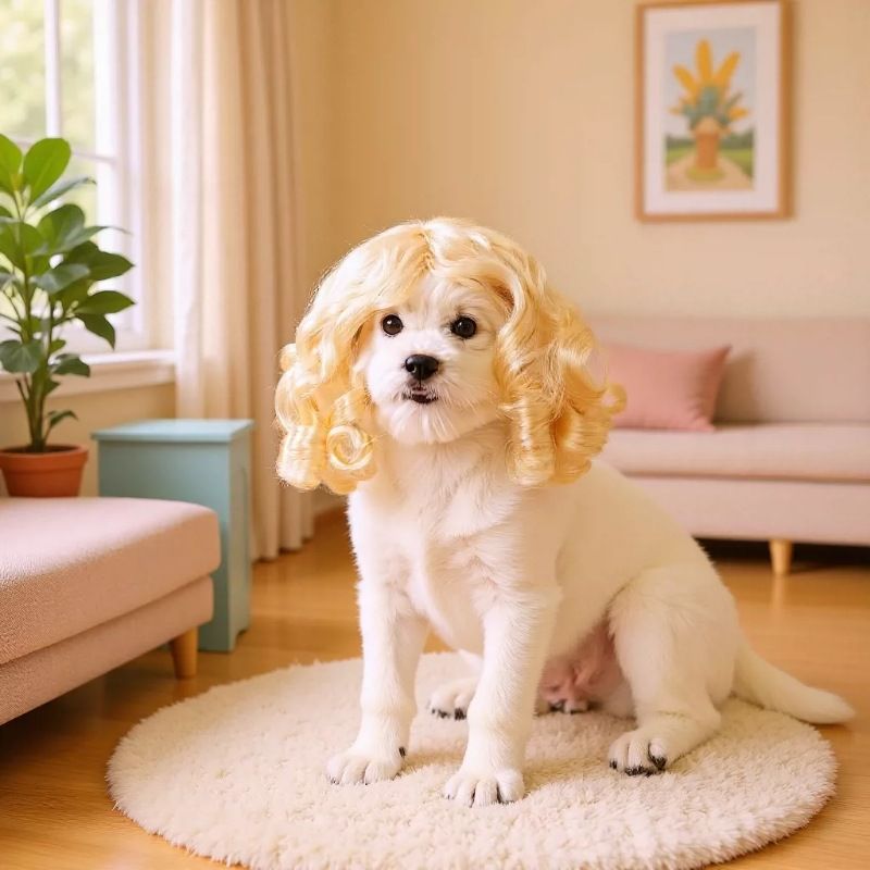 Gan's Liangsi NI Pet Wig Yellow Curly Light yellow — image 2
