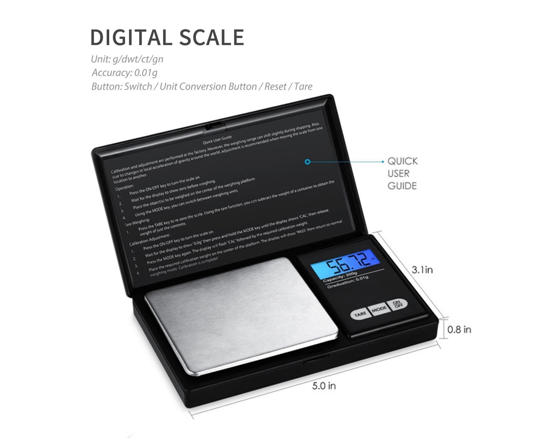 200g Jewelry Scale Digital Pocket Scales LCD Display Scale Small Mini Kitchen Scales Weight g dwt gn ct for Baking Cooking Portable Jewelry — image 3