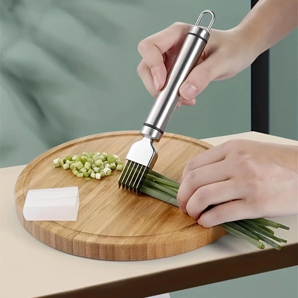 Stainless Steel Green Onion Knife, Green Onion Cutter Slicer Scallion Cutter Shred Knife Blade Slice Cutlery Vegetable Slicer Shredder Kitchen Tool for Home — image 3