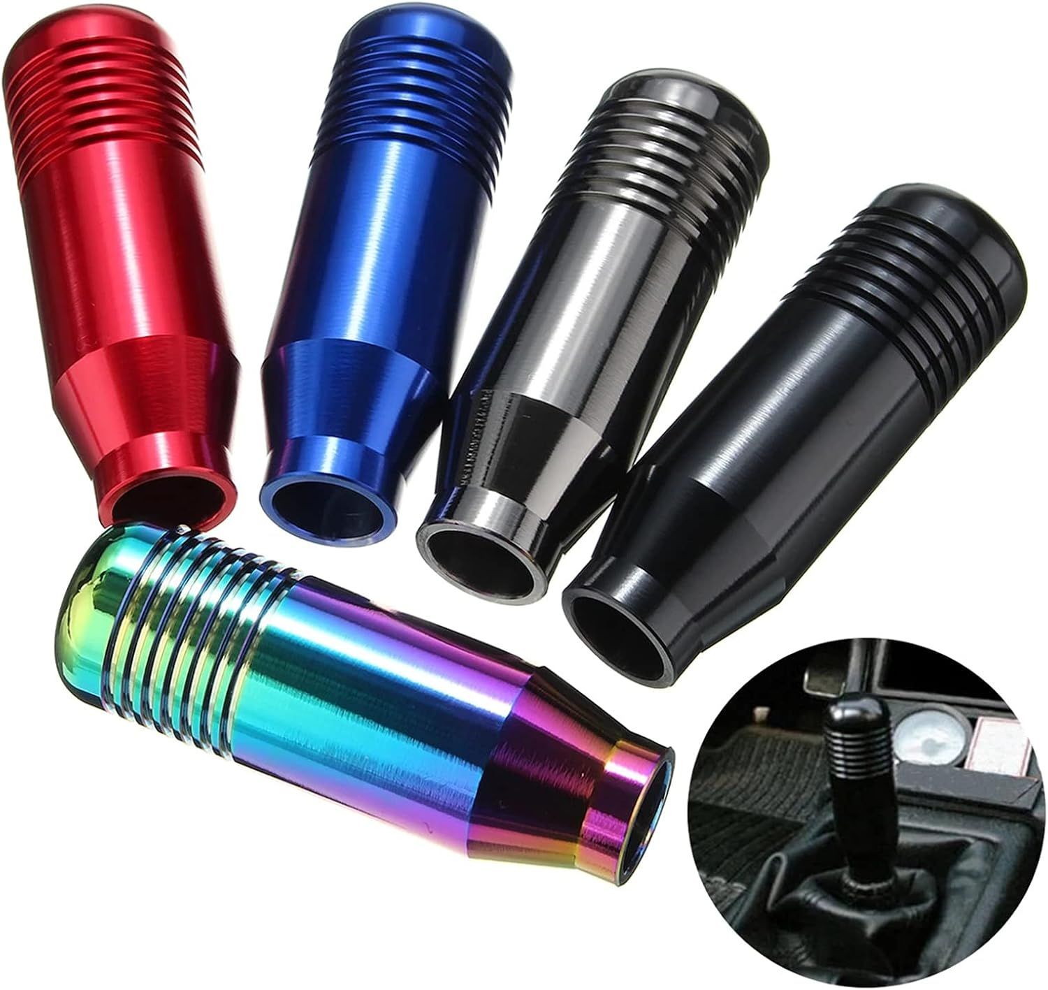 8.5CM Manual Car Gear Shift Knob - Universal 5.6-Speed Aluminum Gear Shift Knob Adapter - Gear Shift Knob (Black) Black—yux — image 5