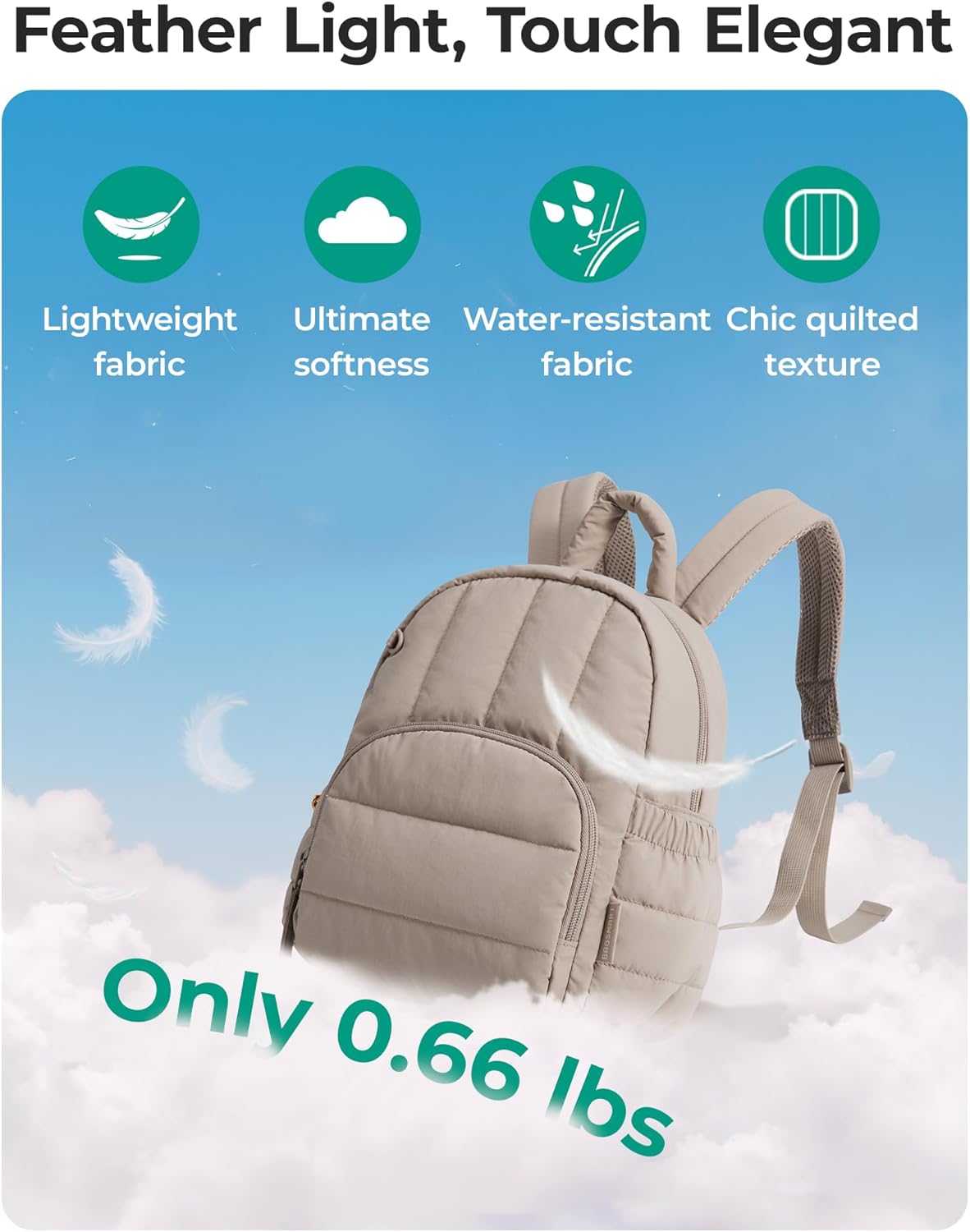Mini Backpack for Women, Lightweight Puffer Small Backpack Purse, Quilted Casual Travel Daypack, Cute Water-Resistant Bookbag for Daily, Brown — image 2
