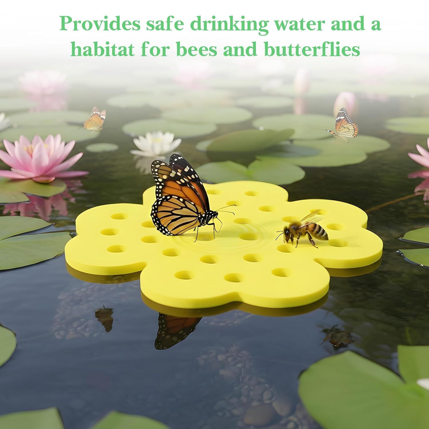 4 Pack Floating Bee Watering Station for Garden, 5.51 Inch Eva Foam Floating Bee Island, Butterfly and Bee Baths, Outdoor Honeybee Feeder for Feeding Thirsty — image 4