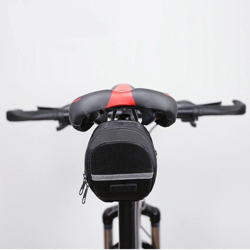Black Water Resistant Bicycle Saddle Bag Under Seat Wedge Pack with Reflective Strip and Quick Release Strap for MTB Road Bikes โ image 2