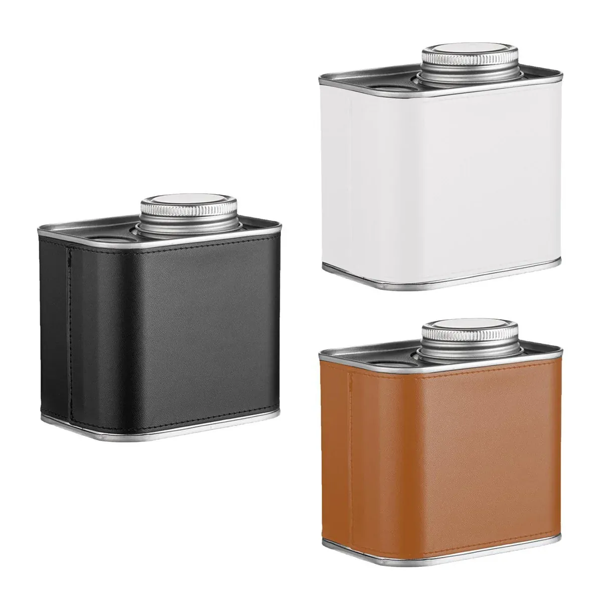 Airtight Coffee Canister Storage Jar Pour Valve Leather 9.6 x 7 x 9.3cm - White โ image 3