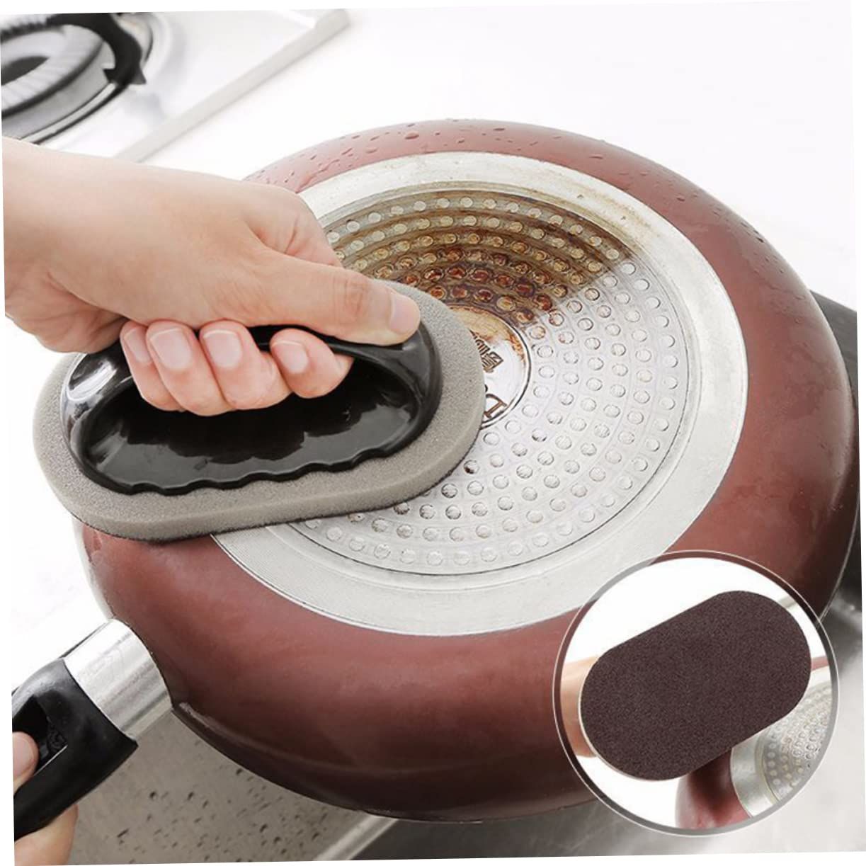 Nano Scrub Pads with Handle - Reusable Emory Sponge Cast Iron & Metal Cleaning Tool - Perfectly Cleans BBQ Grills, Griddles โ image 5