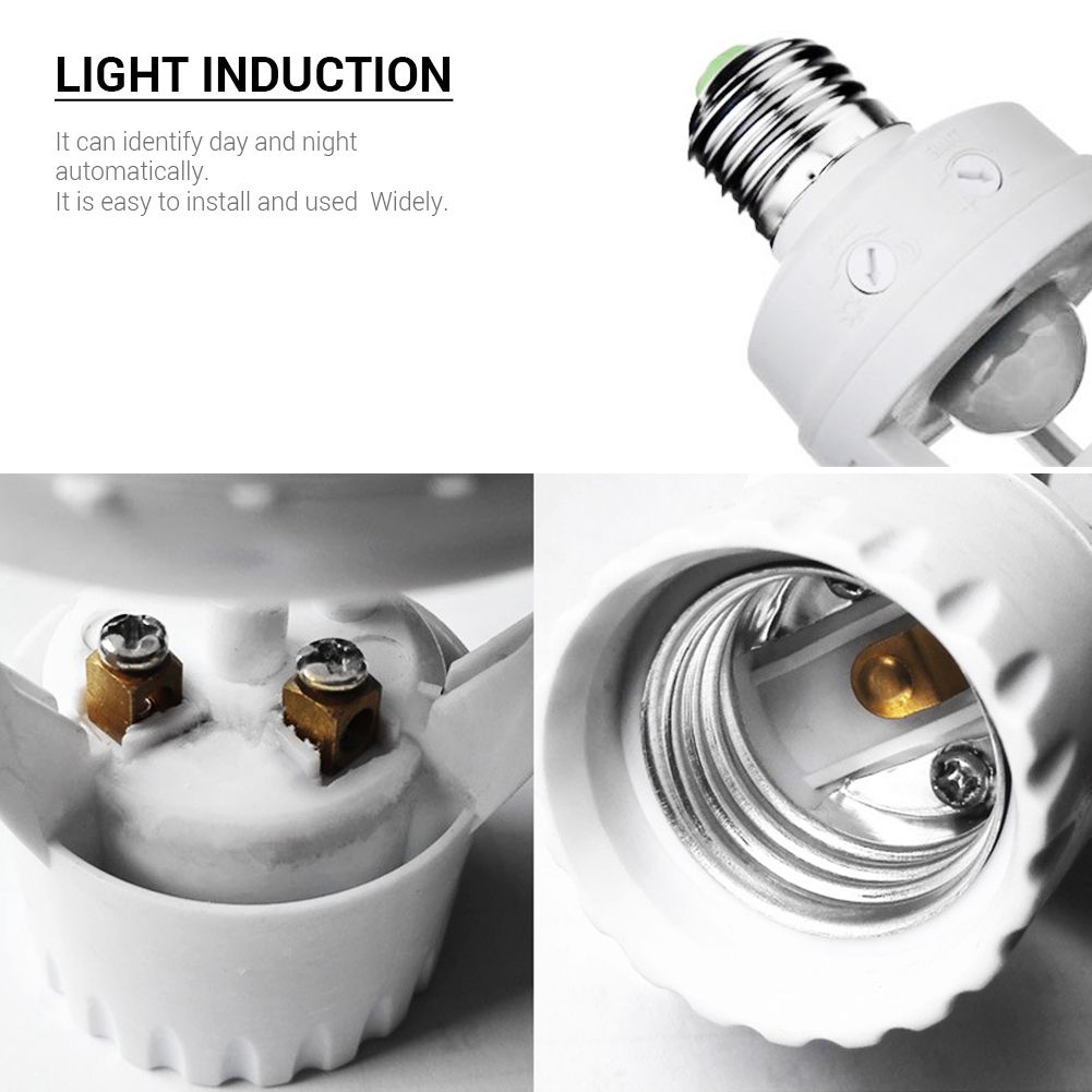 360° Detected Dimmable Infrared Human Body Sensor Lamp Socket Lamp Bulb Adapter — image 3