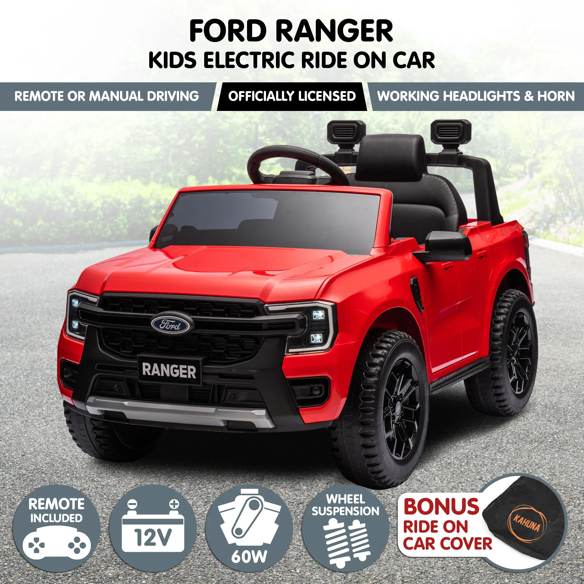 Kahuna Ford Ranger Electric Kids Ride On Car in Red โ image 3