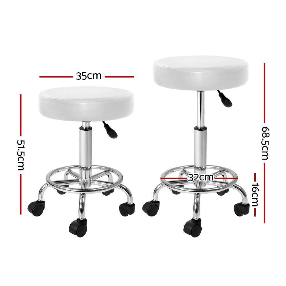 Artiss Salon Stool Round Swivel Chair White โ image 2