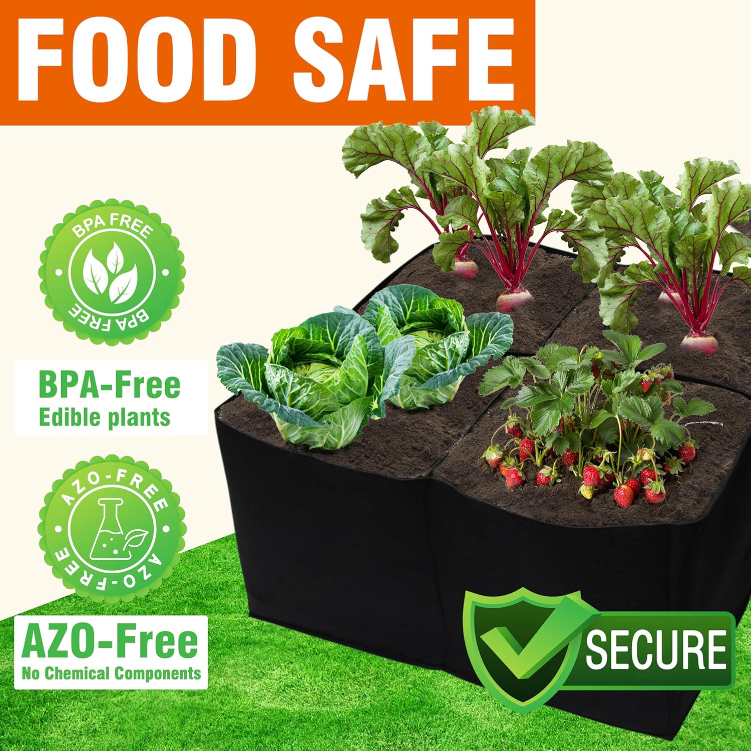 2 Pack Fabric Raised Garden Beds, 2x2x1 FT – 4 Grids Grow Bed for Square Foot Gardening, Planting Box for Vegetables, Herbs, Flowers — image 2