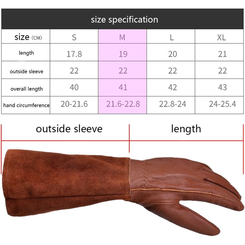 Long Thorn-Resistant Gardening Gloves for Women, Rose Pruning and Cactus Handling Protective Arm Covers, Thick Cowhide Leather with Cotton Lining — image 3