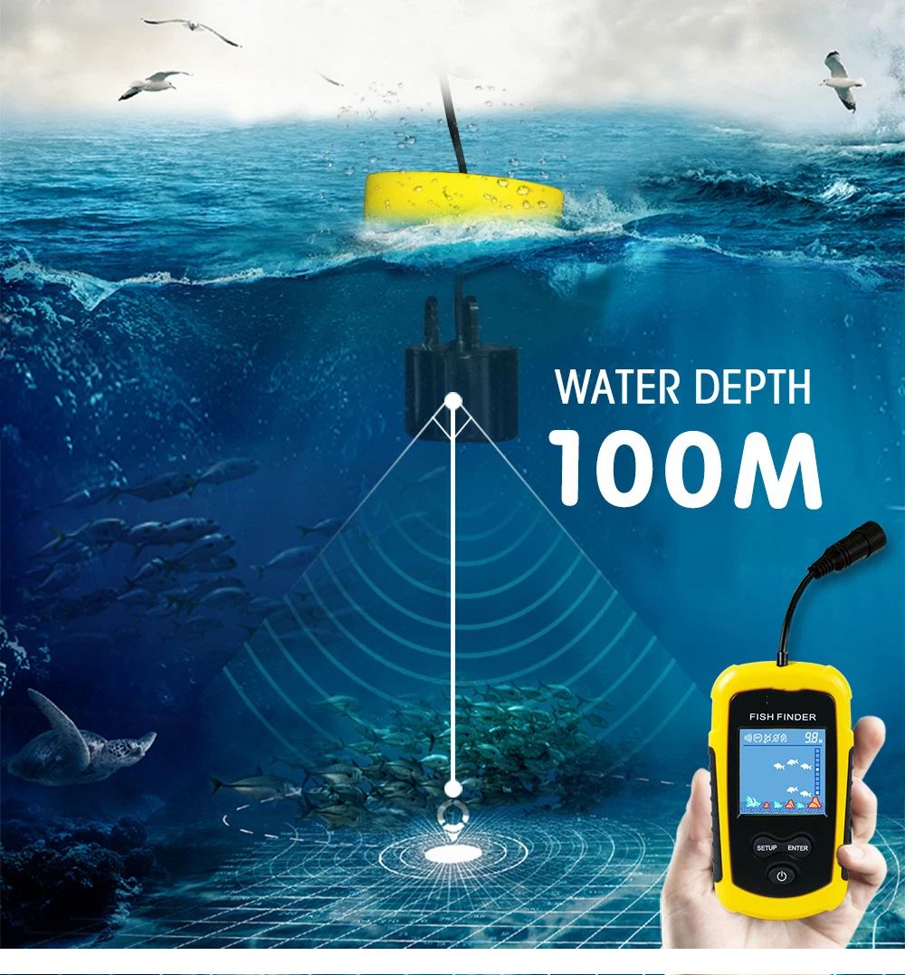 Portable Fish Depth Finder Water Handheld Fish Finder Sonar Castable Kayak Boat Fishfinder Transducer Fishing LCD Display (23*6.5cm) — image 5
