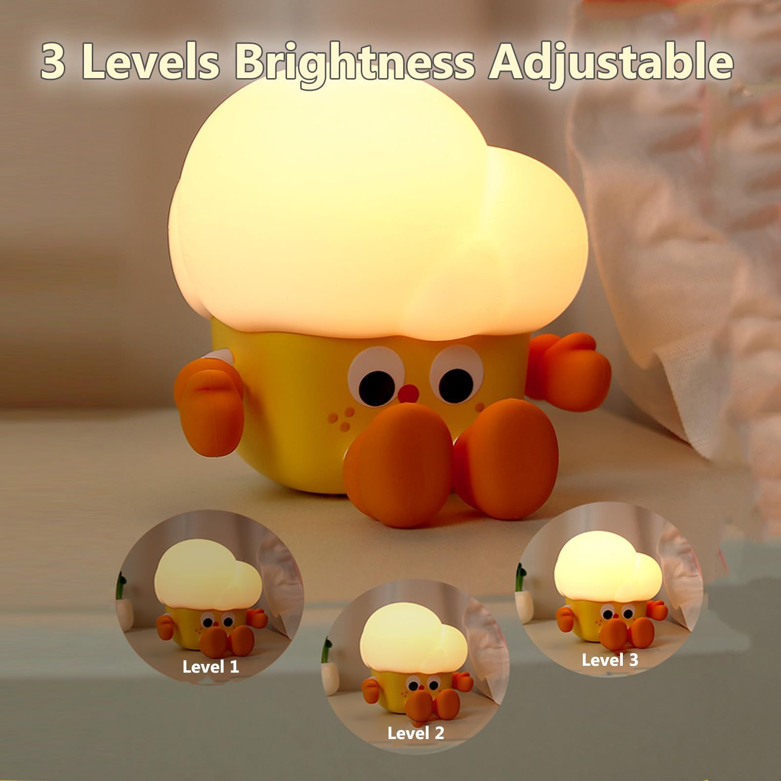 Silicone Nursery Night Light Baby Room Decor Desk Lamp Toys, Bedroom Decorations Gifts for Toddlers, Girls and Boys, Baby, (Popcorn) โ image 3