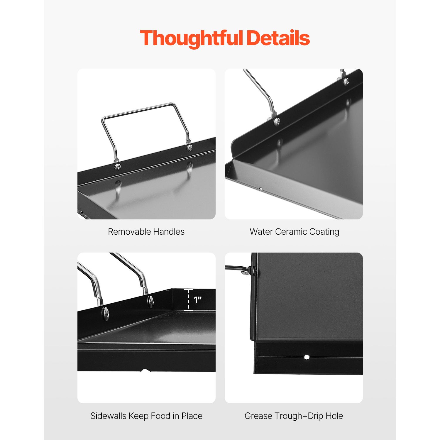 Carbon Steel Griddle, 32 × 14 inch Universal Flat Top Rectangular Plate, Gas Grill Griddle for BBQ Grill, Teppanyaki, Portable Family Cookware with Handle, for — image 3