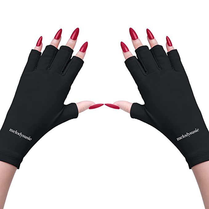 5-Pair Purple UV Protection Fingerless Gloves for Nail Art Curing and Cycling Sun Protection - Made of Nylon/Spandex, Manicure Hand Care โ image 4