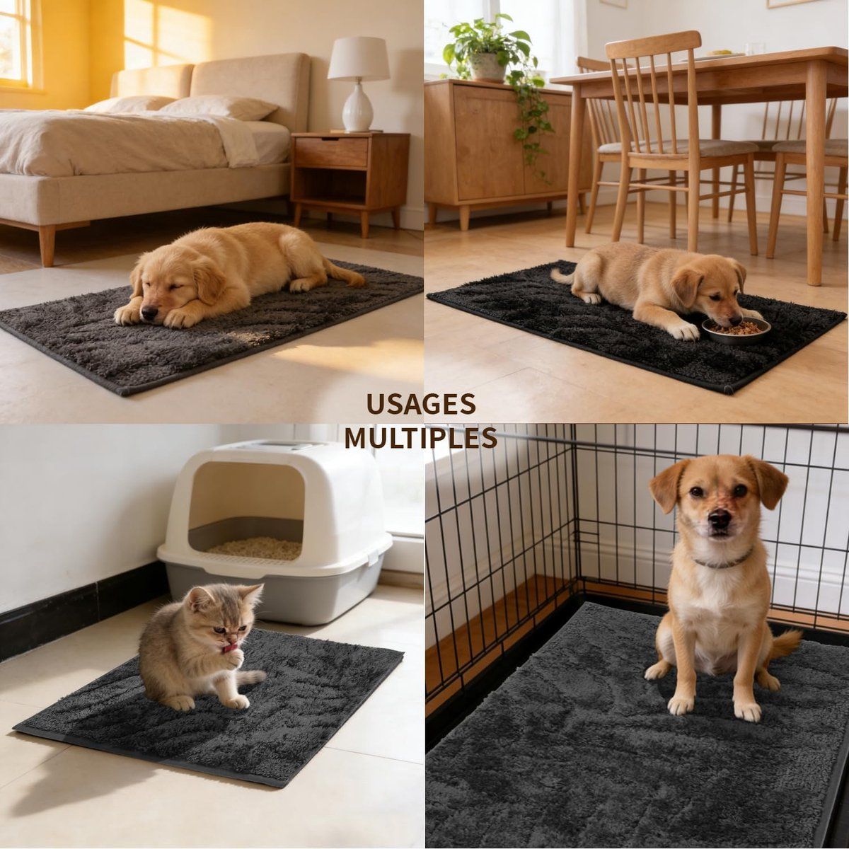 Rug, Carpet, Living room carpet, Indoor rug, Anti-slip underlay, for Daily Pet Care and Home Use, 40 × 60 cm, Grey — image 5
